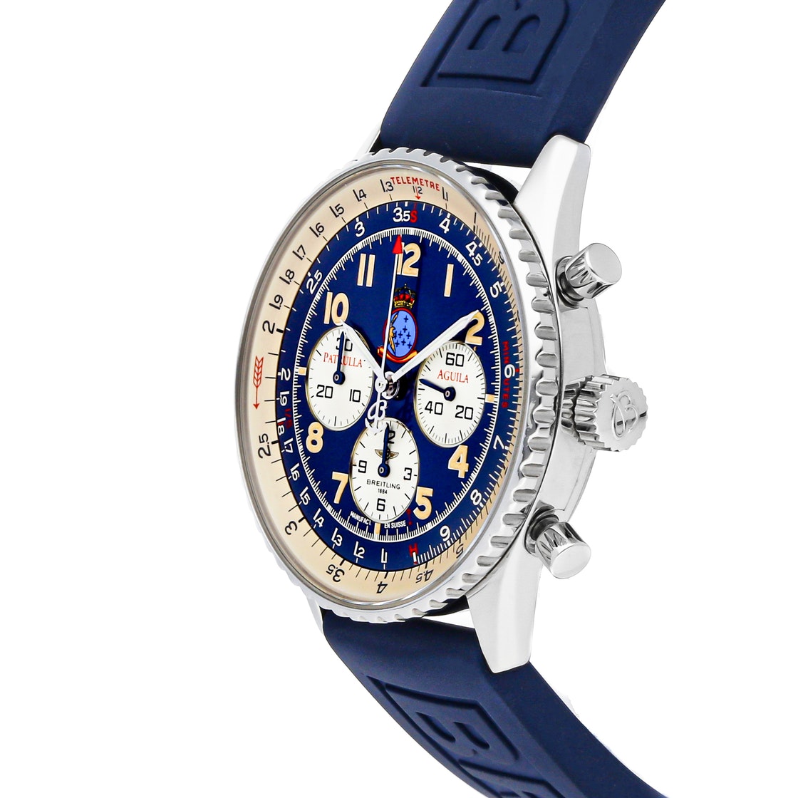 

Breitling Blue Stainless Steel Navitimer 92 Patrulla Aguila Limited Edition A30022 Men's Wristwatch 38 MM