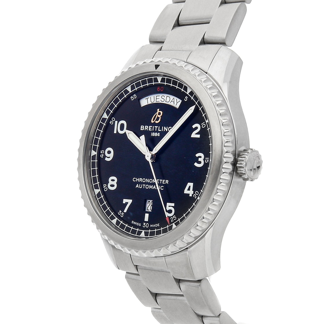 

Breitling Black Stainless Steel Aviator 8 Day-Date A45330101B1A1 Men's Wristwatch 41 MM