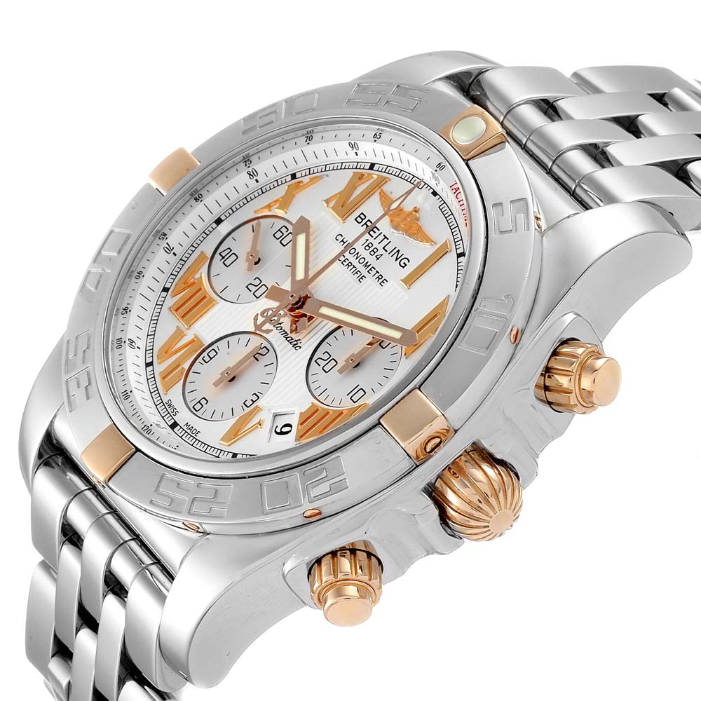 

Breitling Silver 18K Rose Gold And Stainless Steel Chronomat IB0110 Men's Wristwatch 43.5 MM