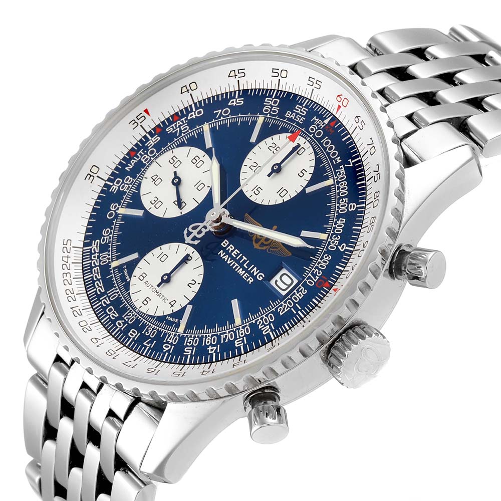 

Breitling Blue Stainless Steel Navitimer II A13022 Men's Wristwatch 41.5 MM