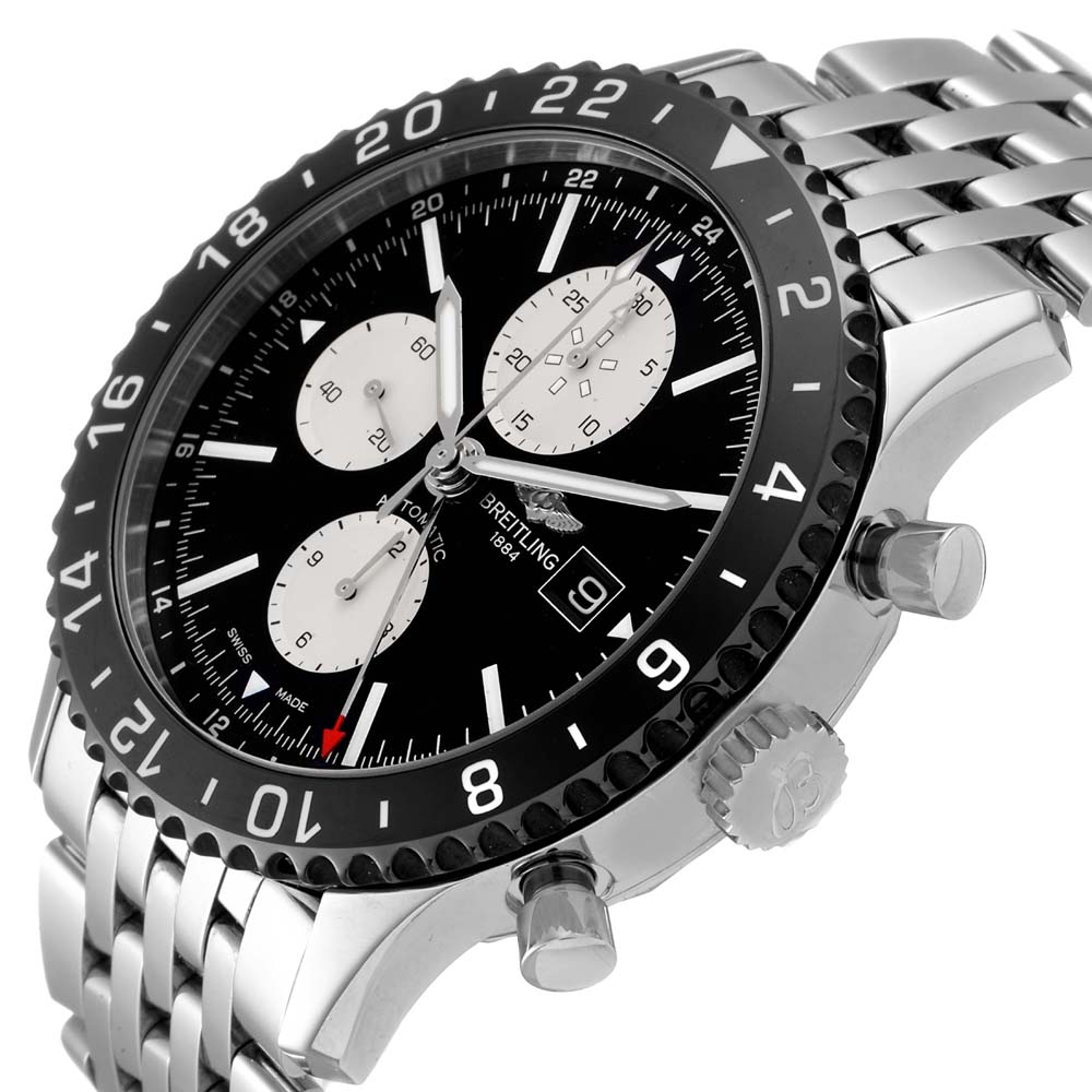 

Breitling Black Stainless Steel Chronoliner Y24310 Men's Wristwatch 46 MM