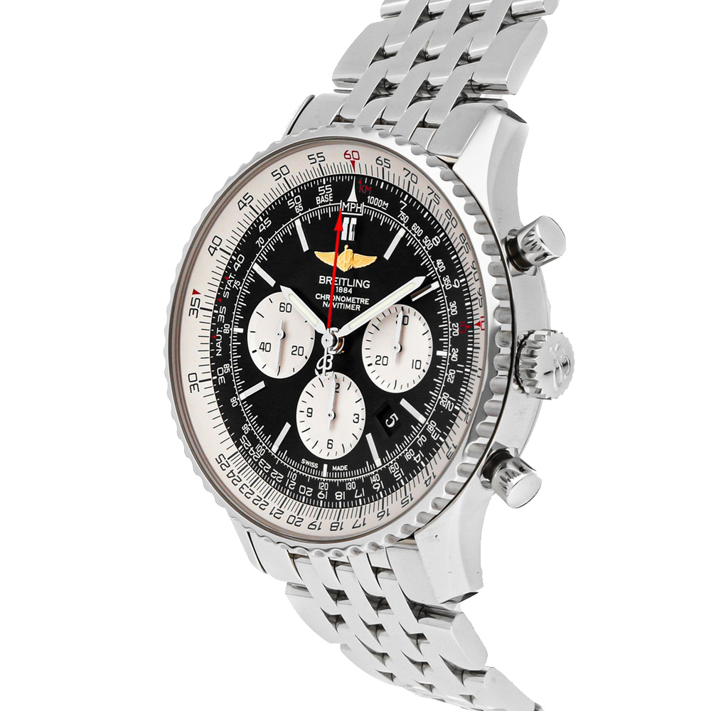 

Breitling Black Stainless Steel Navitimer 01 Chronograph AB012721/BD09 Men's Wristwatch 46 MM