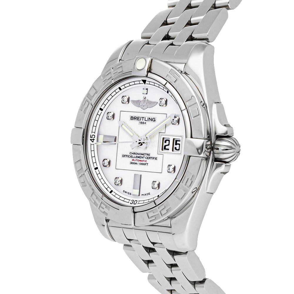 

Breitling MOP Diamonds Stainless Steel Galactic Men's Wristwatch 41 MM, White