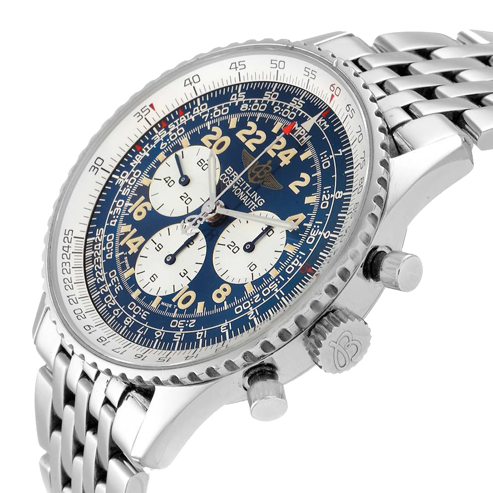 

Breitling Blue Stainless Steel Navitimer Cosmonaute Chronograph A12022 Men's Wristwatch