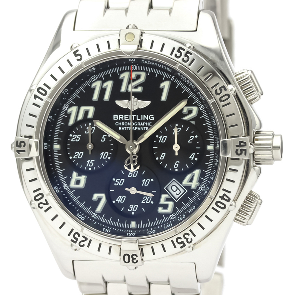 

Breitling Black Stainless Steel Chronoracer Rattrapante A69048 Chronograph Men's Wristwatch 39 MM