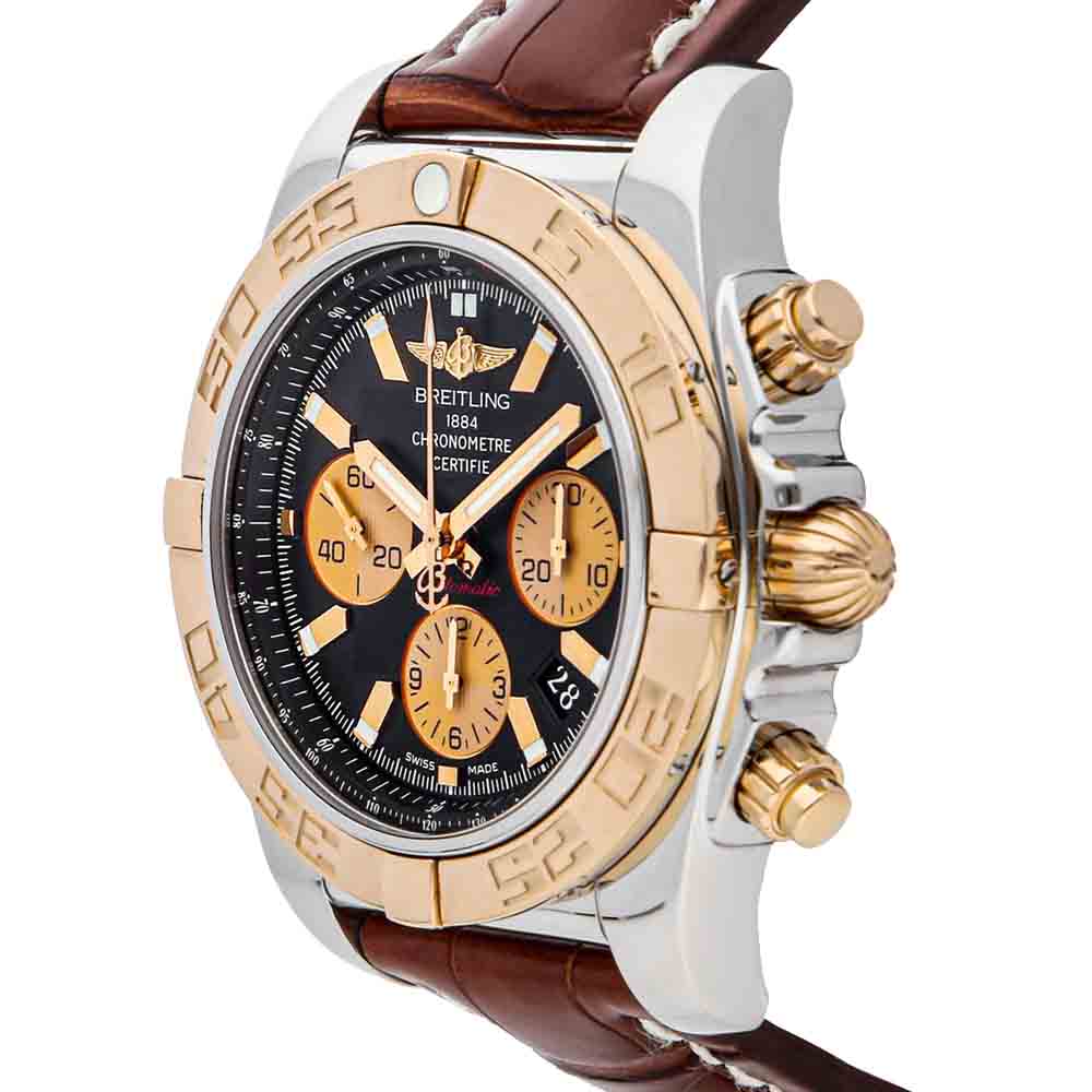 

Breitling Black 18K Rose Gold And Stainless Steel Chronomat CB011012/B968 Men's Wristwatch 44 MM