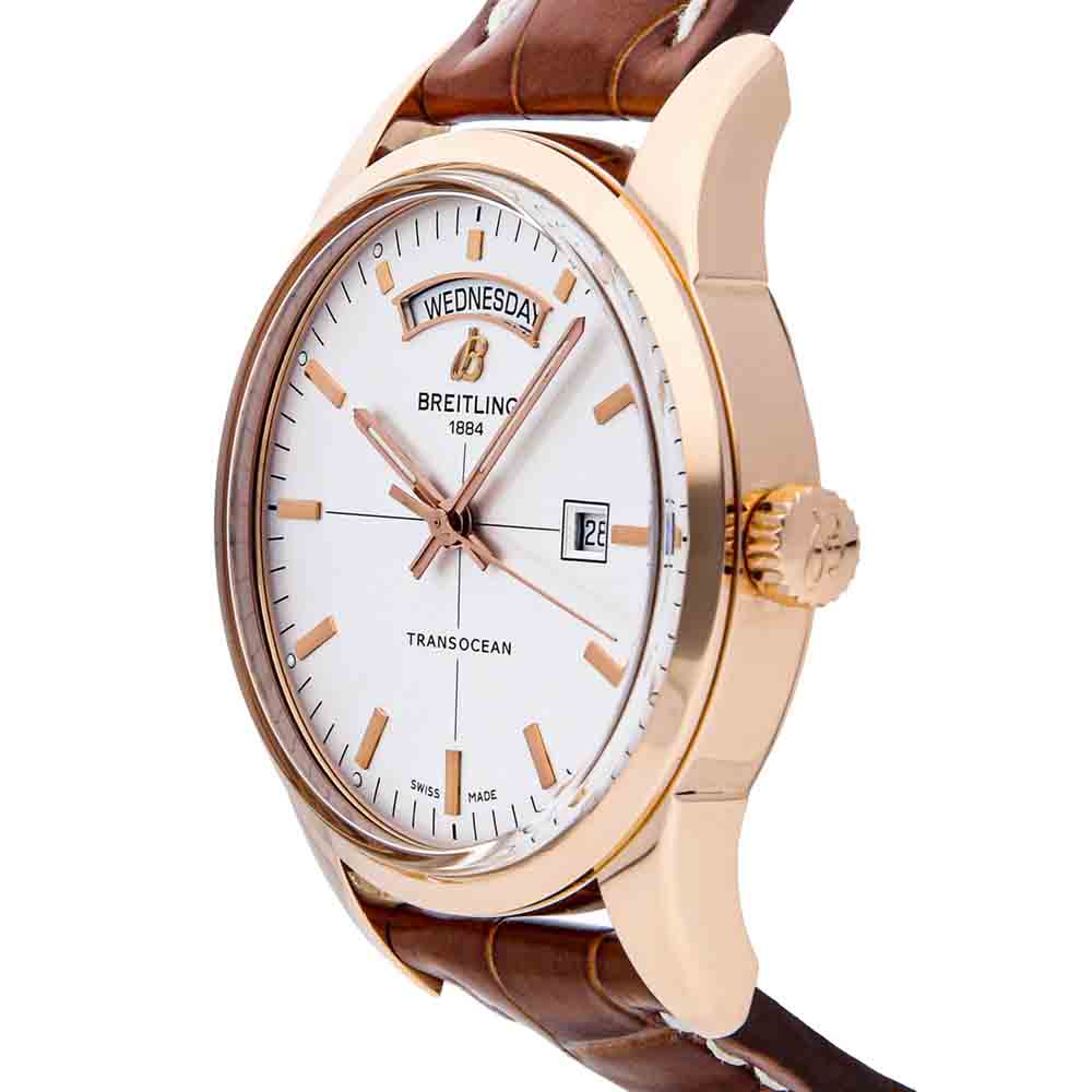 

Breitling Silver 18K Rose Gold Transocean Day & Date R4531012/G752 Men's Wristwatch 43 MM
