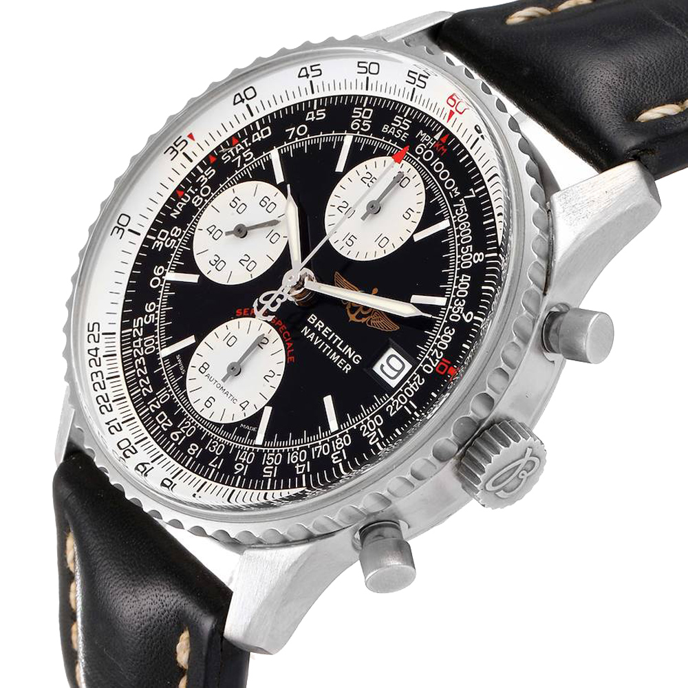 

Breitling Black Stainless Steel Navitimer Fighter Chronograph A13330 Men's Wristwatch 41.5 MM