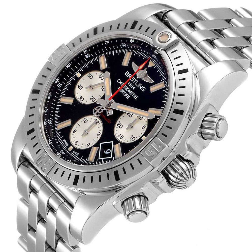 

Breitling Black Stainless Steel Chronomat Airbourne AB0115 Men's Wristwatch 44 MM