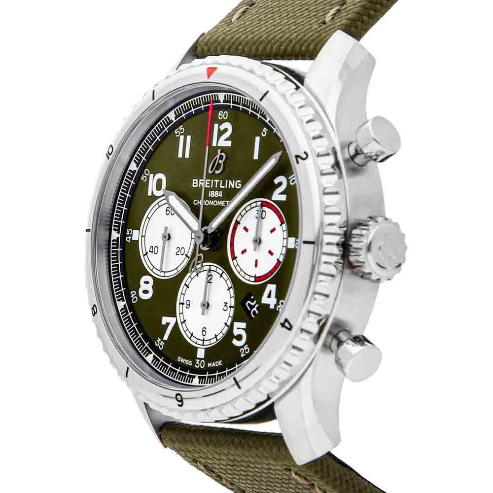

Breitling Green Stainless Steel Aviator 8 B01 Chronograph Curtiss Warhawk AB01192A1L1X2 Men's Wristwatch 43 MM