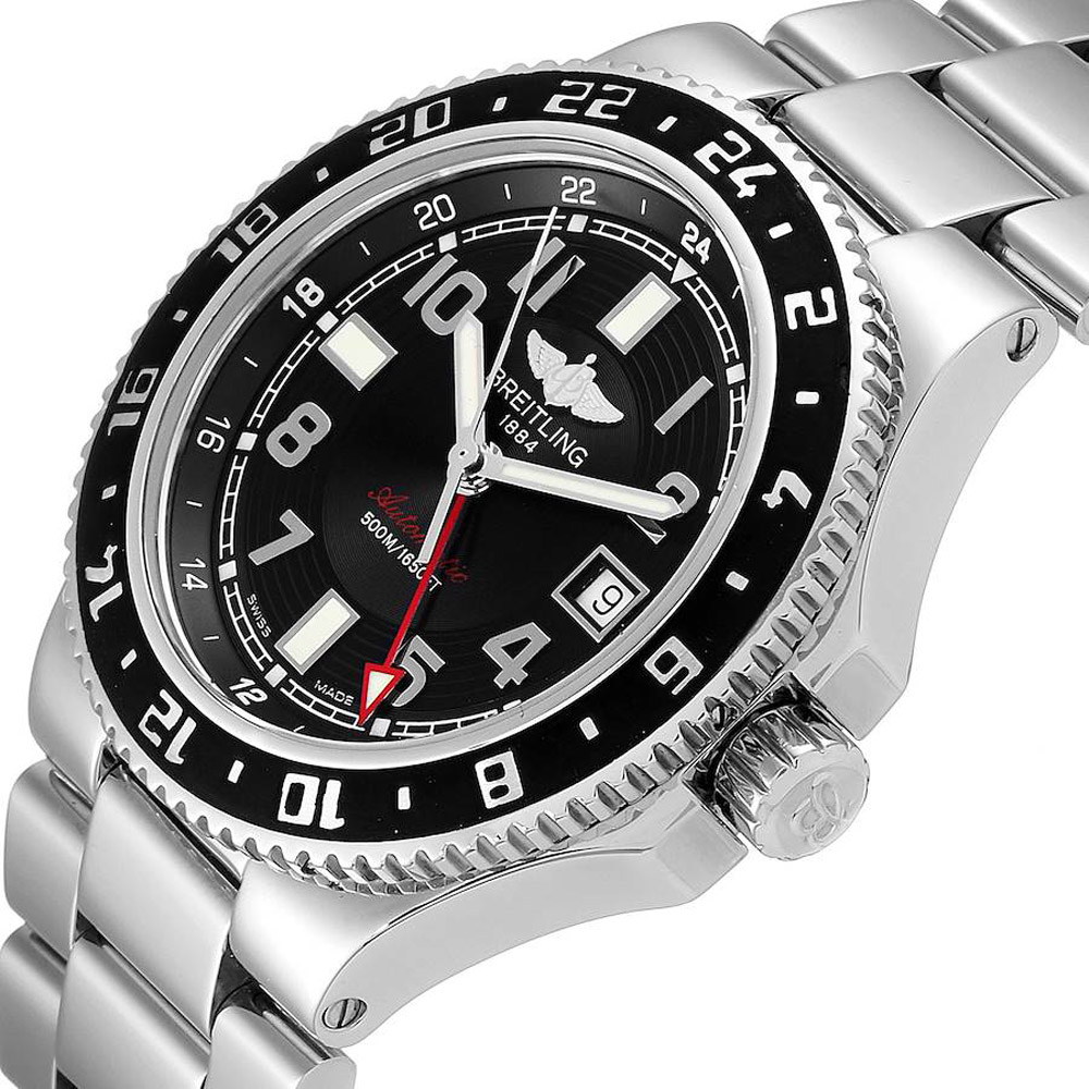 

Breitling Black Stainless Steel Aeromarine Superocean GMT A32380 Men's Wristwatch 41 MM