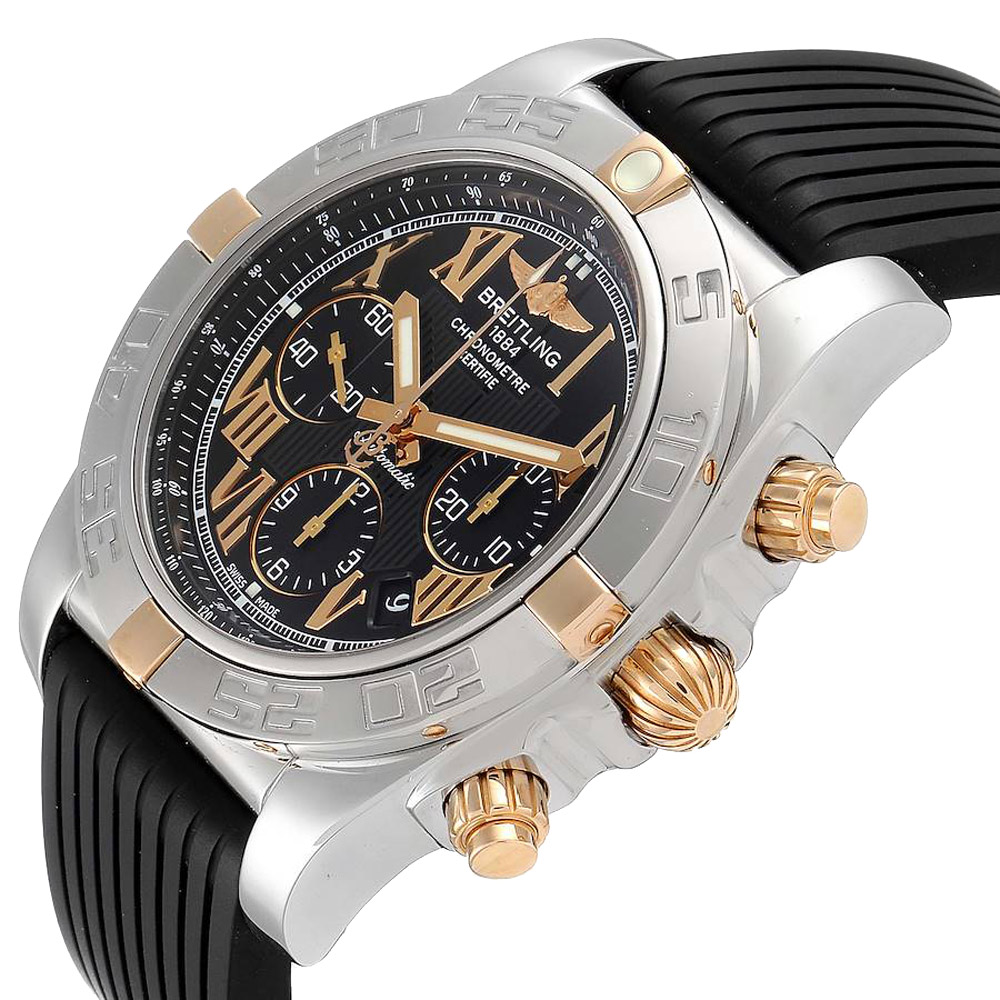 

Breitling Black 18K Rose Gold And Stainless Steel Chronomat Evolution CB0110 Men's Wristwatch 45 MM