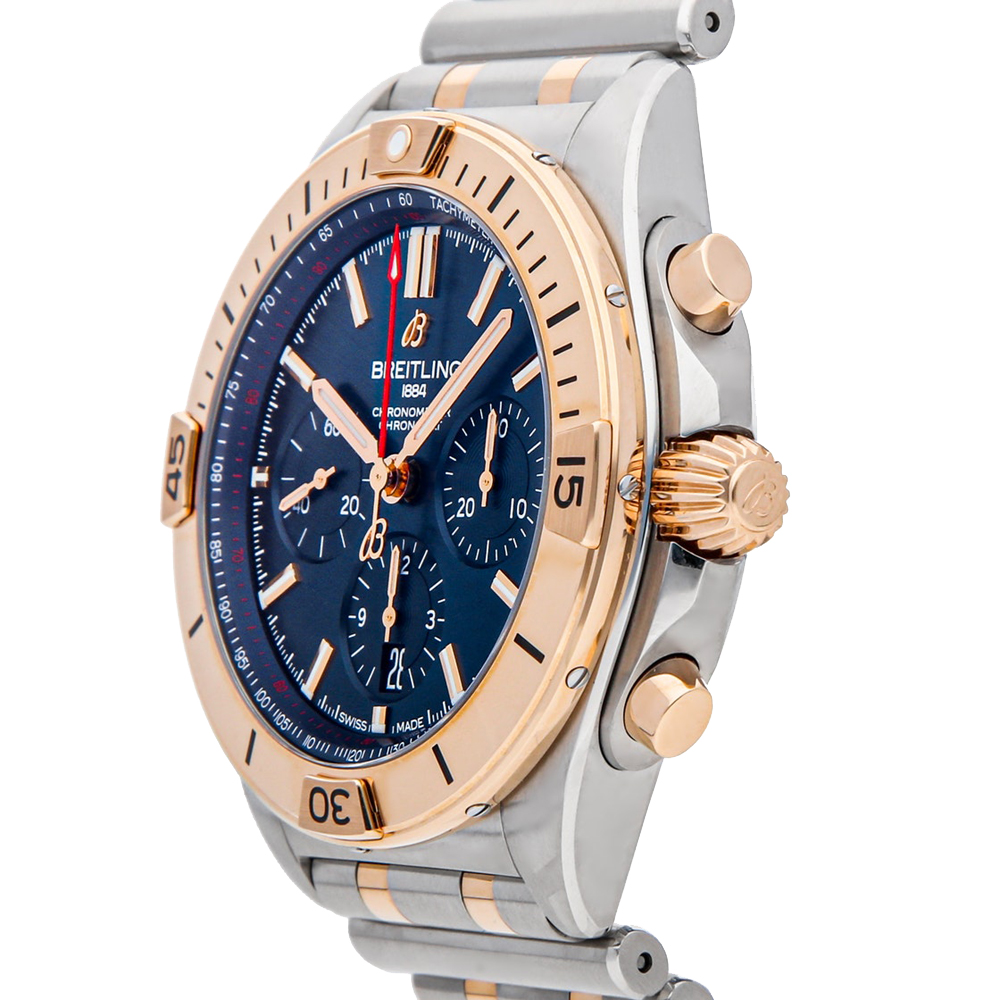 

Breitling Blue 18K Rose Gold And Stainless Steel Chronomat B01 UB0134101C1U1 Men's Wristwatch 42 MM