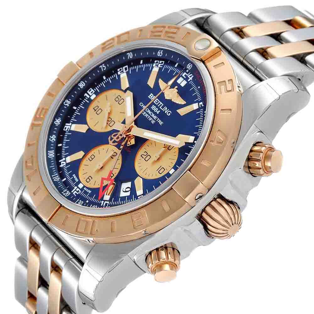 

Breitling Blue 18K Rose Gold And Stainless Steel Chronomat Evolution CB0420 Men's Wristwatch 44 MM