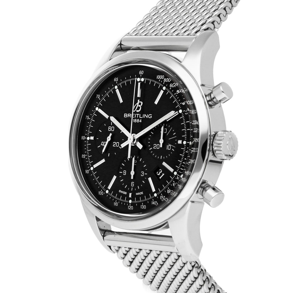 

Breitling Black Stainless Steel Transocean Chronograph AB015212/BA99 Men's Wristwatch 43 MM