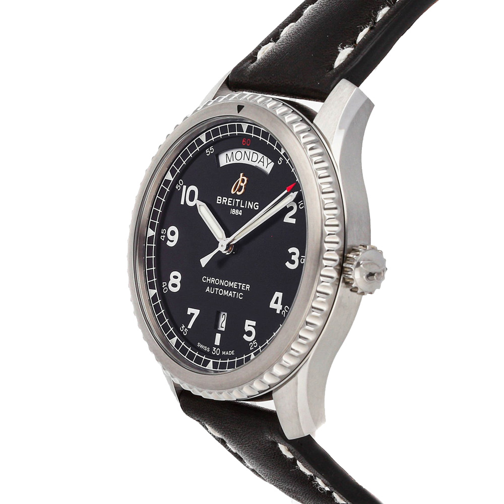 

Breitling Black Stainless Steel Aviator 8 Day & Date A45330101B1X1 Men's Wristwatch 41 MM