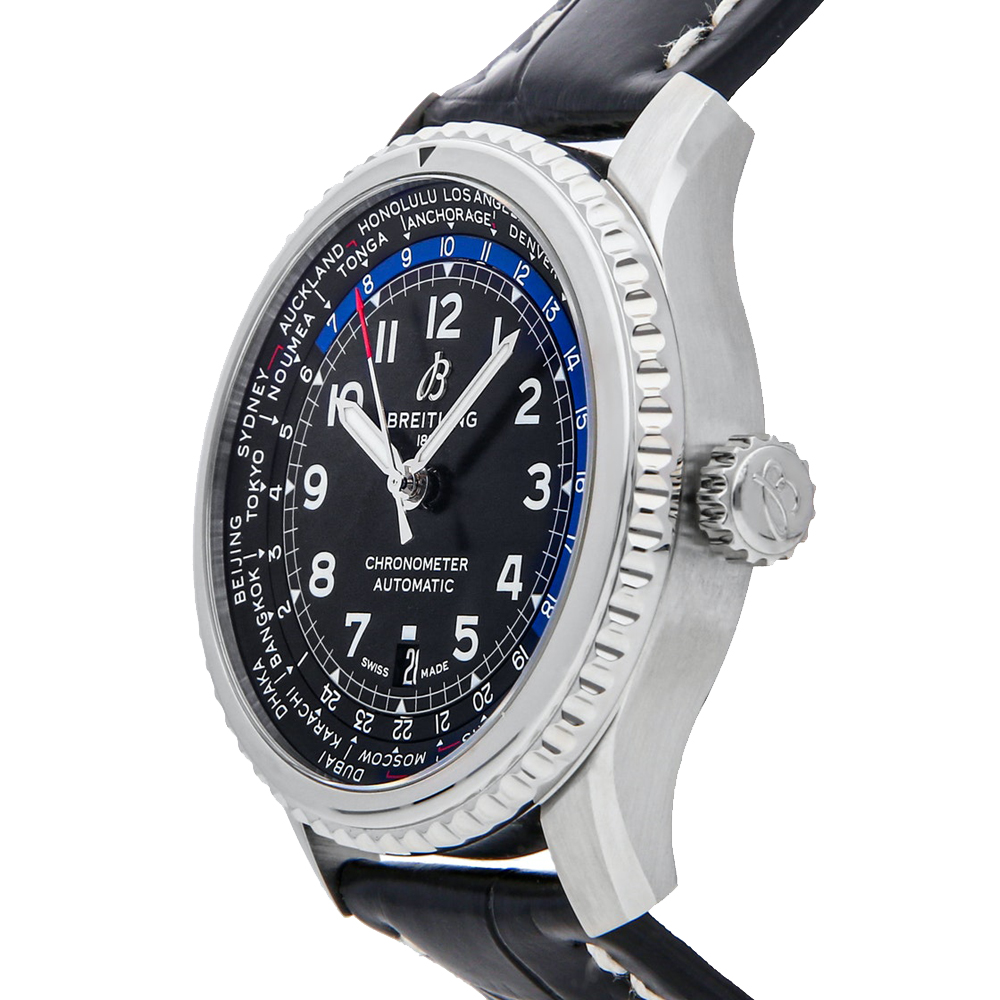 

Breitling Black Stainless Steel Aviator 8 B35 Unitime AB3521U41B1P1 Men's Wristwatch 43 MM