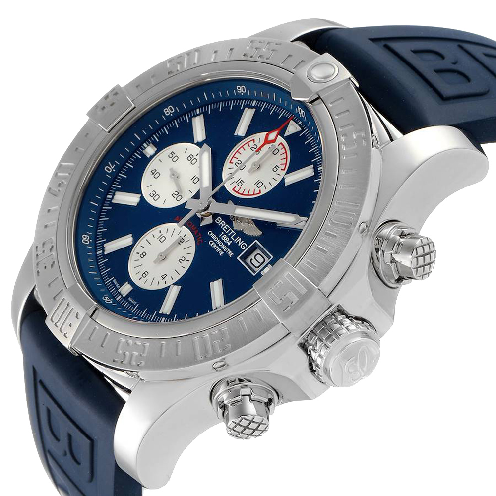 

Breitling Blue Stainless Steel Aeromarine Super Avenger A13371 Men's Wristwatch 48 MM