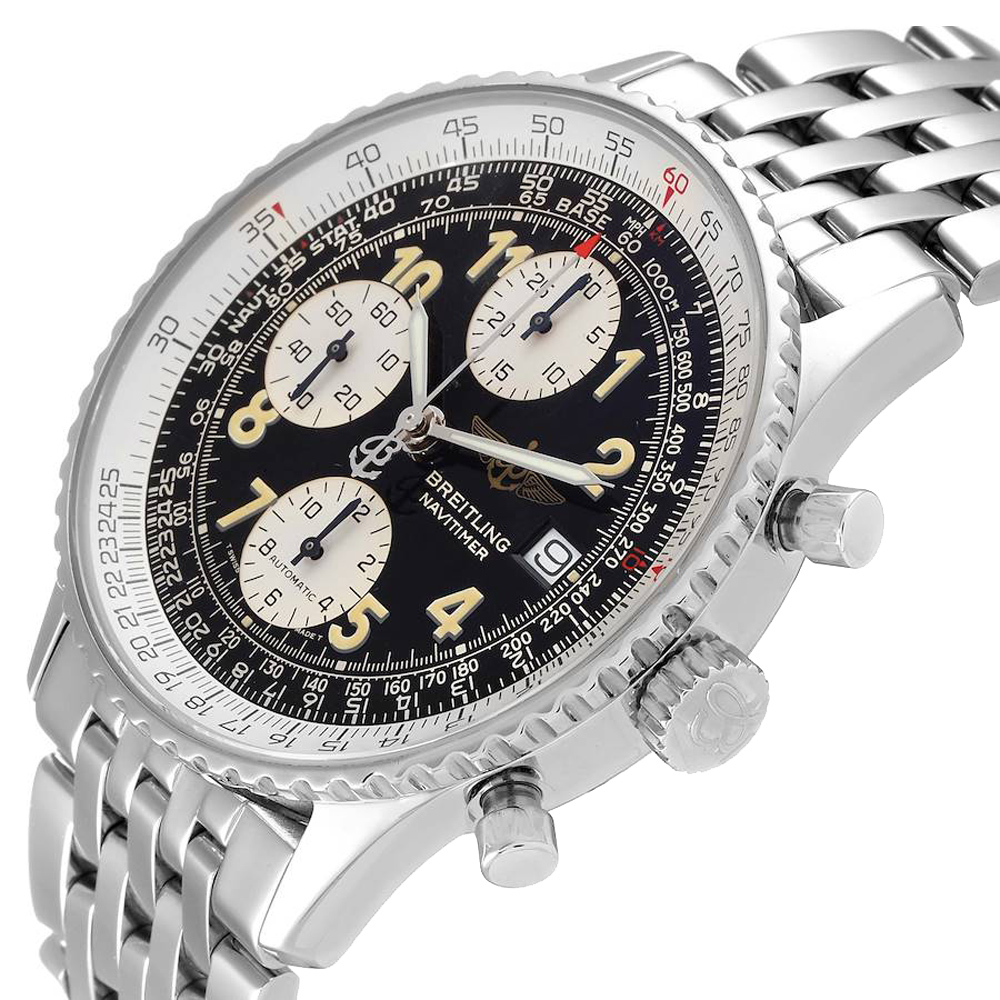 

Breitling Black Stainless Steel Navitimer II A13022 Men's Wristwatch 41.5 MM