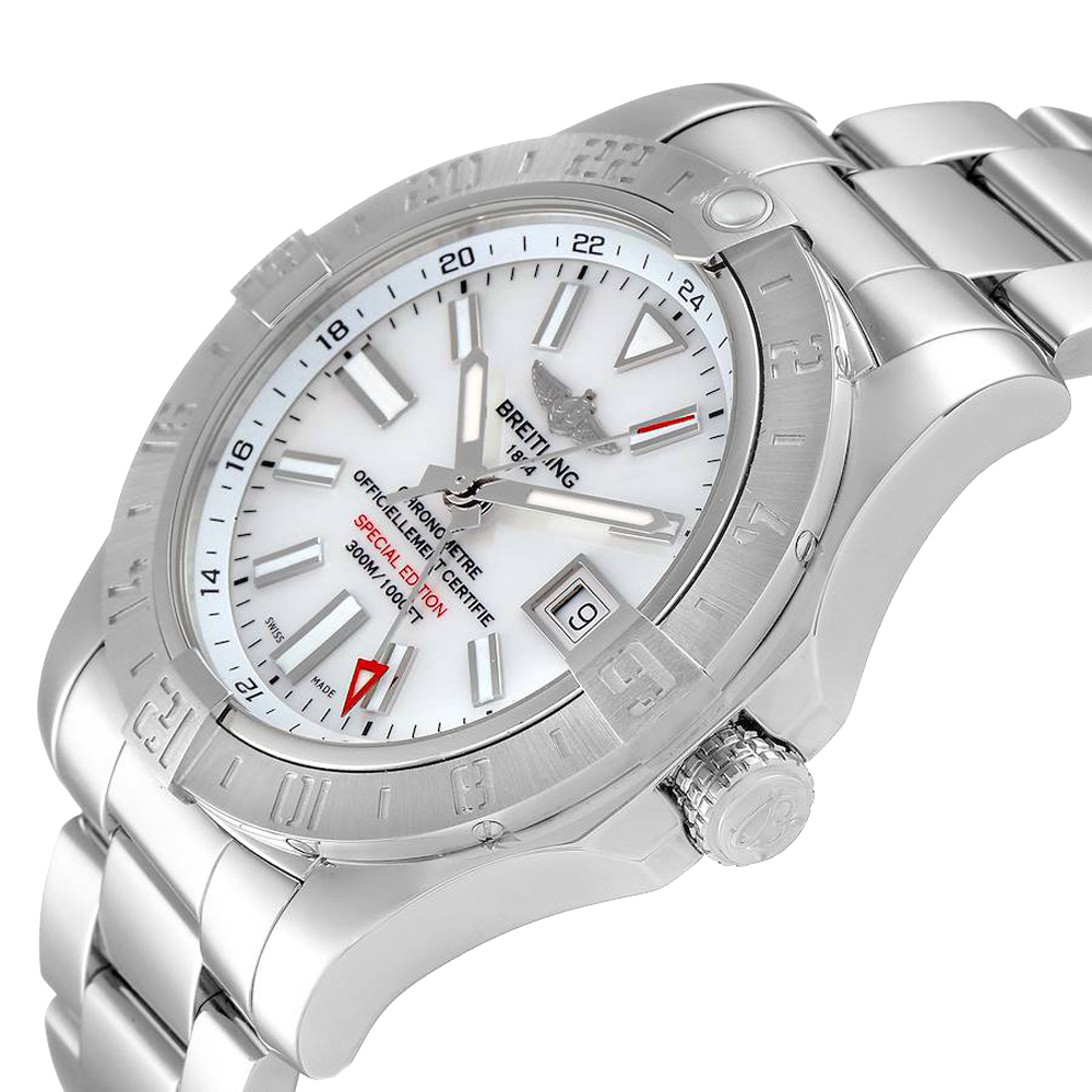 

Breitling MOP Stainless Steel Aeromarine Avenger II GMT A32390 Men's Wristwatch 42 MM, White