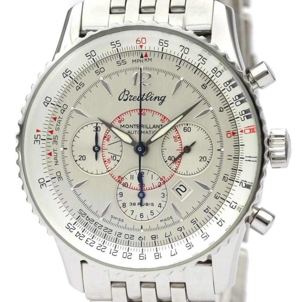 

Breitling Silver Stainless Steel Navitimer Montbrillant A41330 Automatic Men's Wristwatch 38 MM