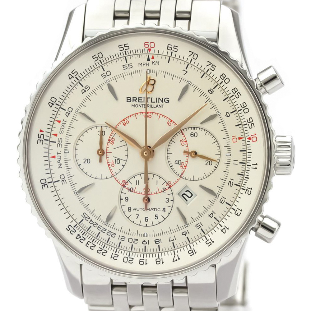 

Breitling Silver Stainless Steel Navitimer Montbrillant A41370 Automatic Men's Wristwatch 38 MM