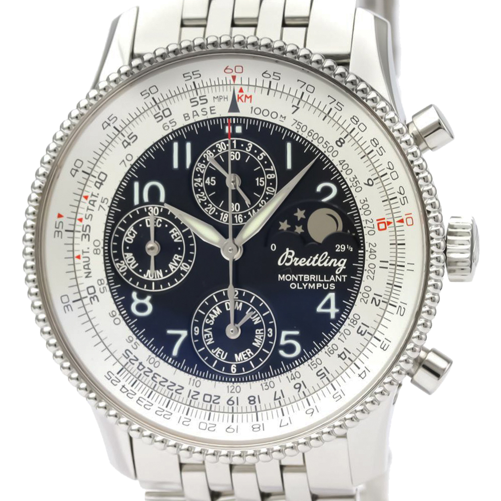 

Breitling Black Stainless Steel Montbrillant Olympus Moonphase A19850 Men's Wristwatch 42 MM