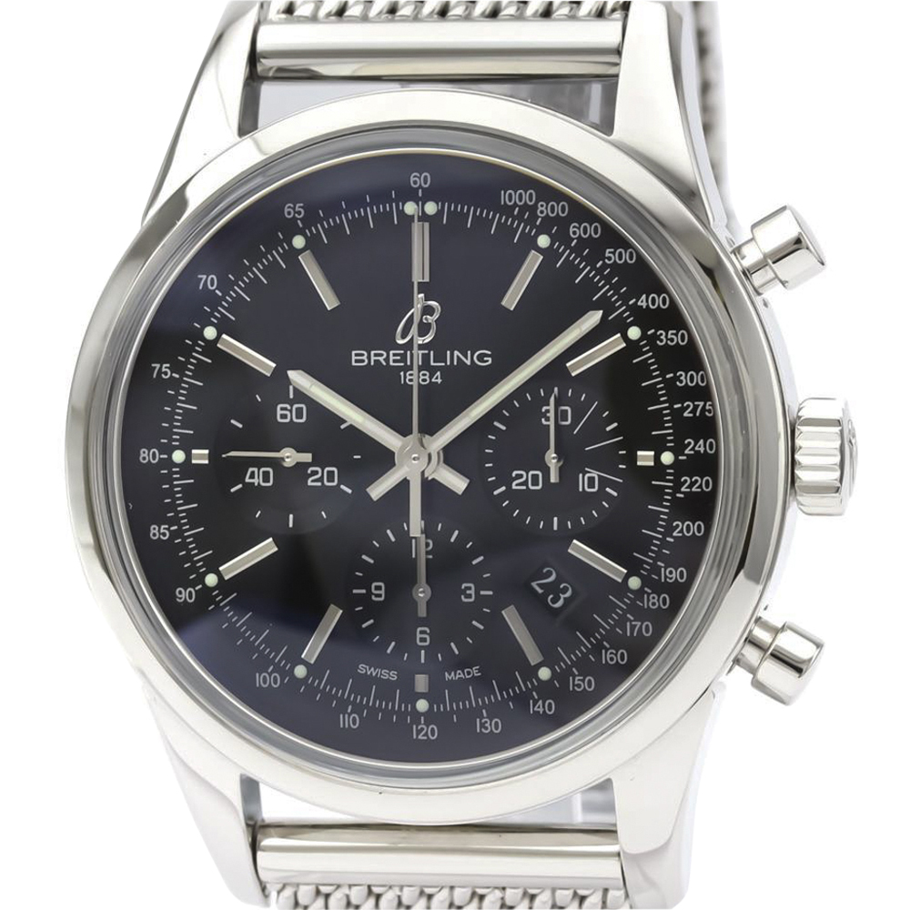 

Breitling Black Stainless Steel Transocean Chronograph AB0152 Automatic Men's Wristwatch 46 MM