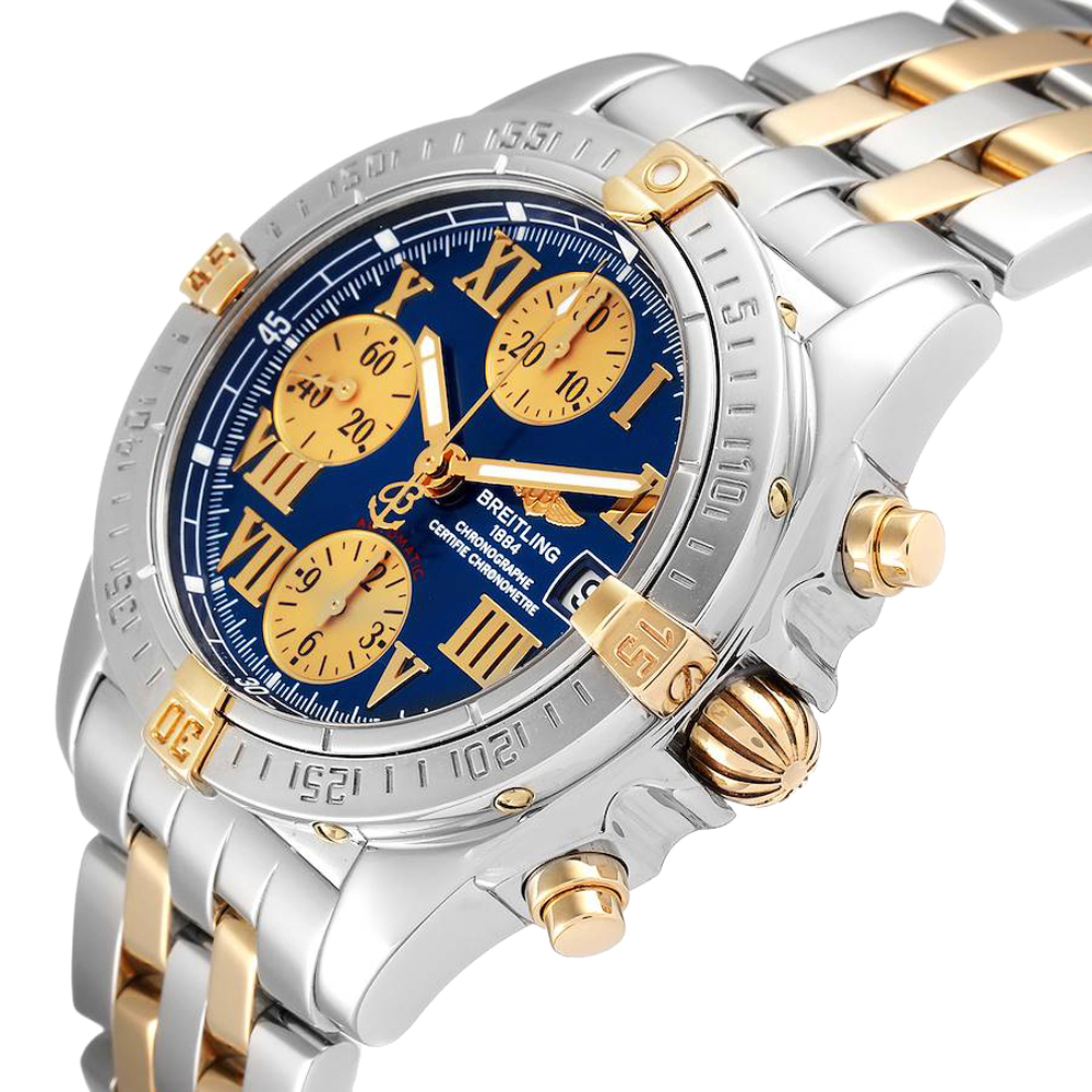 

Breitling Blue 18K Yellow Gold And Stainless Steel Cockpit B13358 Men's Wristwatch 39 MM