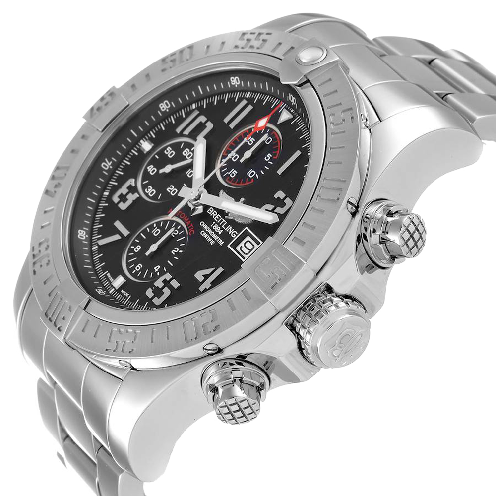 

Breitling Black Stainless Steel Aeromarine Super Avenger A13371 Men's Wristwatch 48 MM