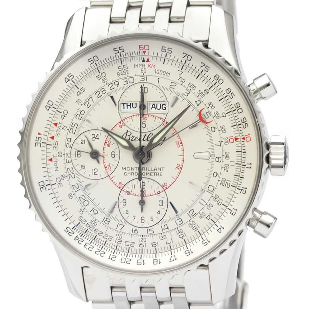 

Breitling Silver Stainless Steel Navitimer Montbrillant Datora A21330 Automatic Men's Wristwatch 42 MM