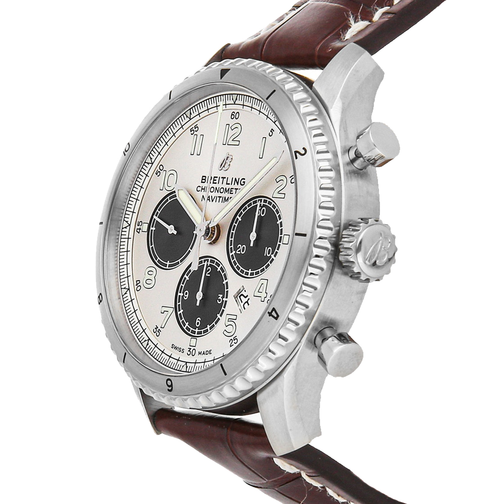 

Breitling Silver Stainless Steel Navitimer Aviator 8 B01 Chronograph AB01171A1G1P1 Men's Wristwatch 43 MM