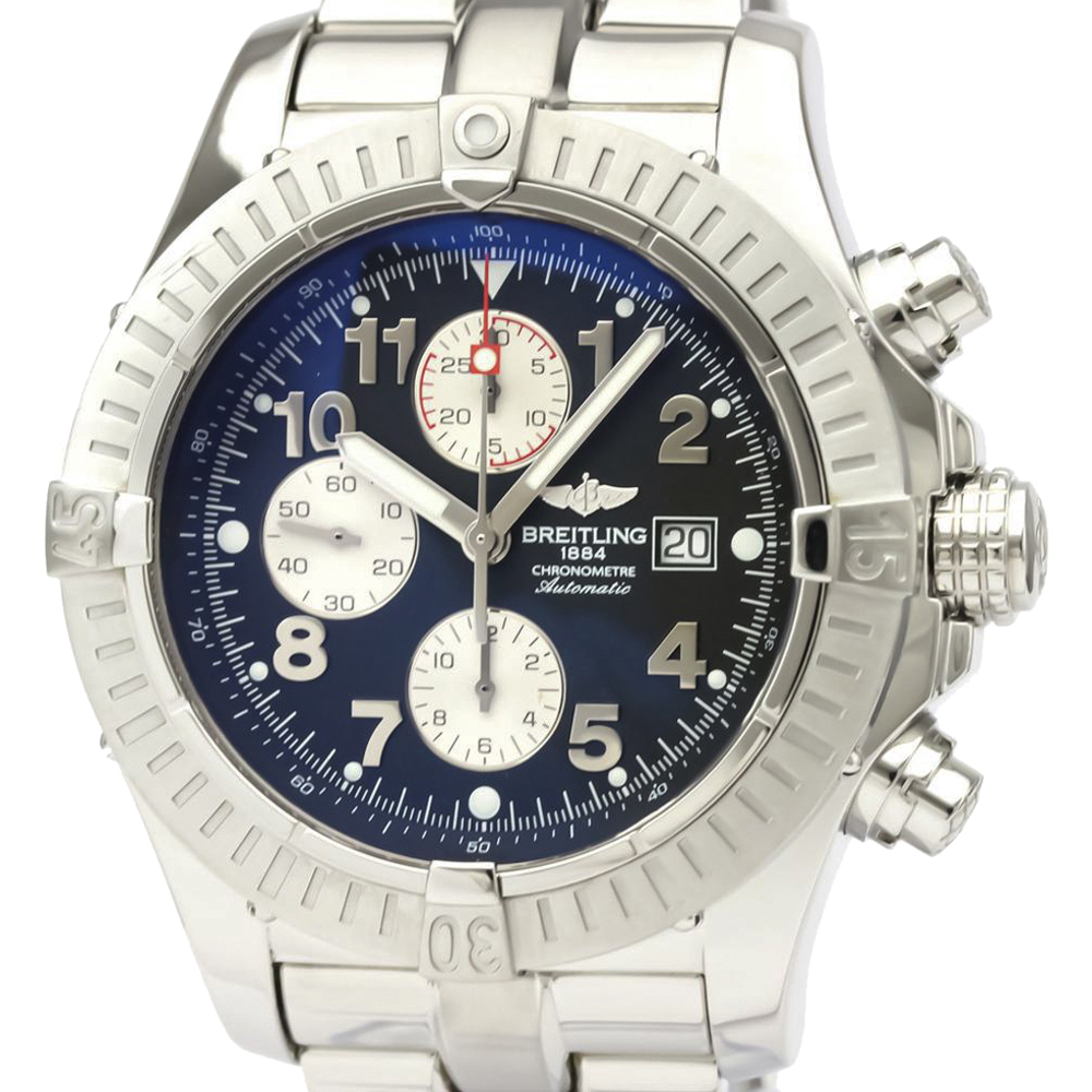 

Breitling Black Stainless Steel Super Avenger A13370 Chronograph Automatic Men's Wristwatch 48 MM