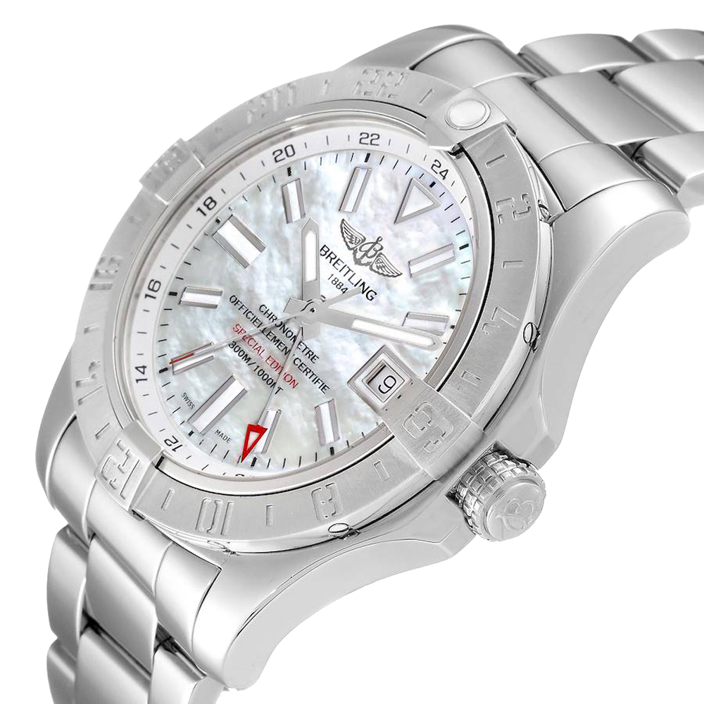 

Breitling MOP Stainless Steel Aeromarine Avenger II GMT A32390 Men's Wristwatch 42 MM, White