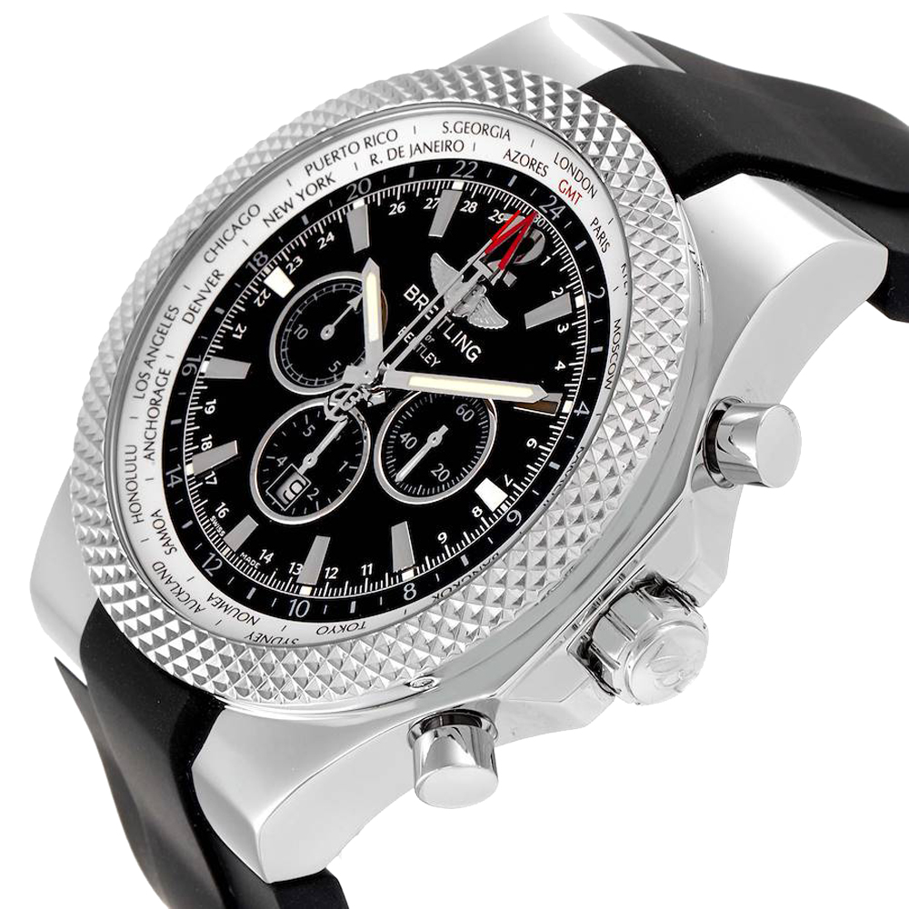 

Breitling Black Stainless Steel Bentley GMT A47362 Men's Wristwatch 49 MM