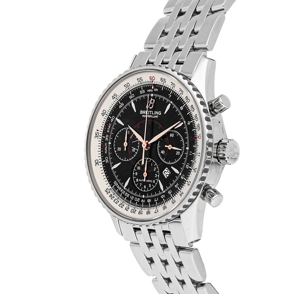 

Breitling Black Stainless Steel Navitimer Montbrillant A4137012/B875 Men's Wristwatch 38 MM