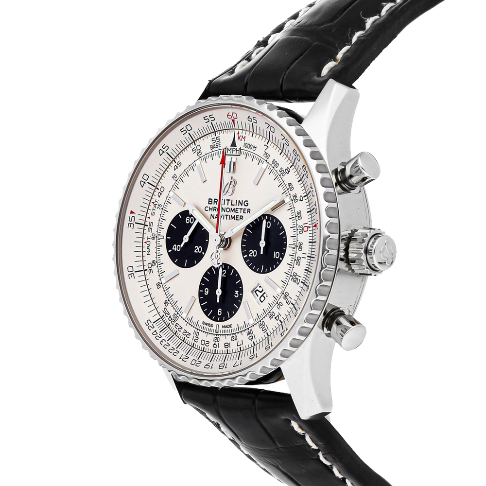 

Breitling Silver Stainless Steel Navitimer B03 Chronograph Rattrapante AB0311211G1P2 Men's Wristwatch 45 MM