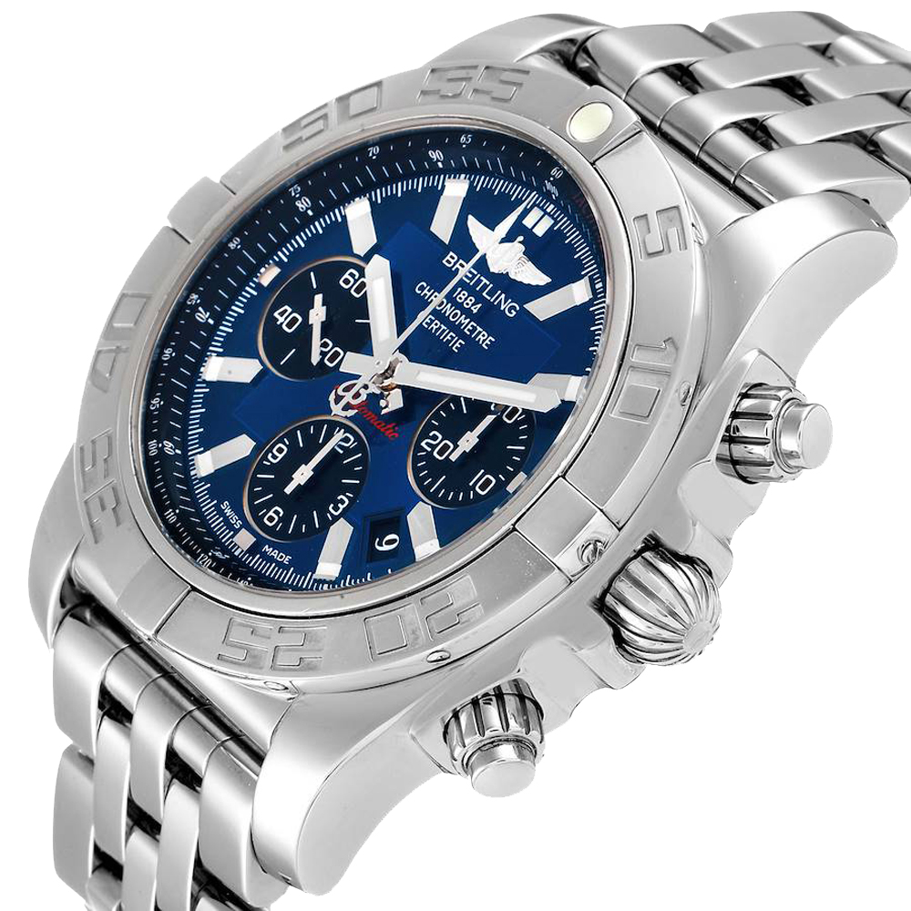 

Breitling Blue Stainless Steel Chronomat 01 AB0110 Men's Wristwatch 43.5 MM