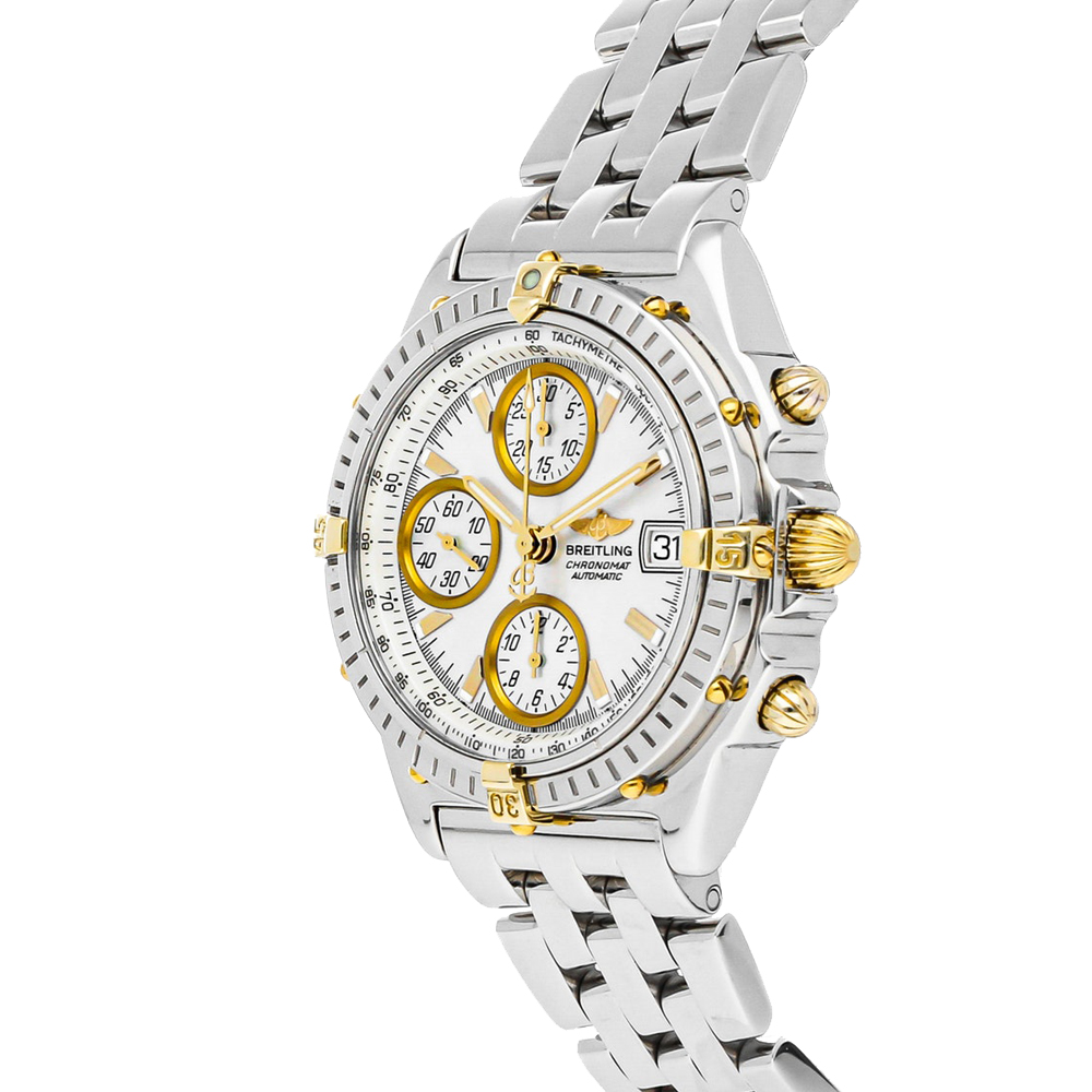 

Breitling MOP 18K Yellow Gold And Stainless Steel Chronomat Vitesse B13050.1 Men's Wristwatch 40 MM, White