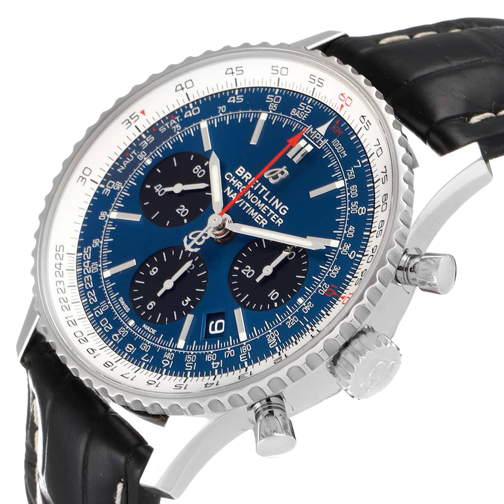 

Breitling Blue Stainless Steel Navitimer 01 Limited Edition AB0121 Men's Wristwatch 43 MM