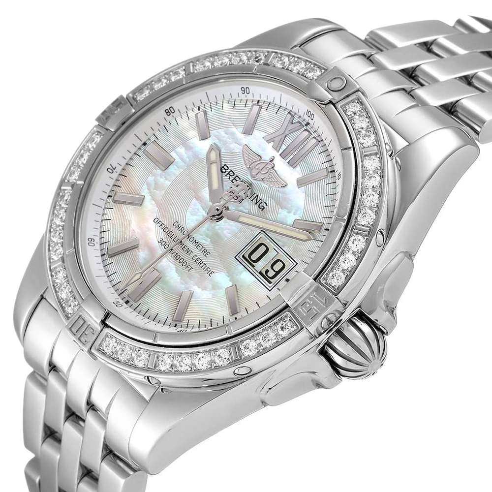 

Breitling MOP Diamond Stainless Steel Windrider Cockpit A49350 Men's Wristwatch, White