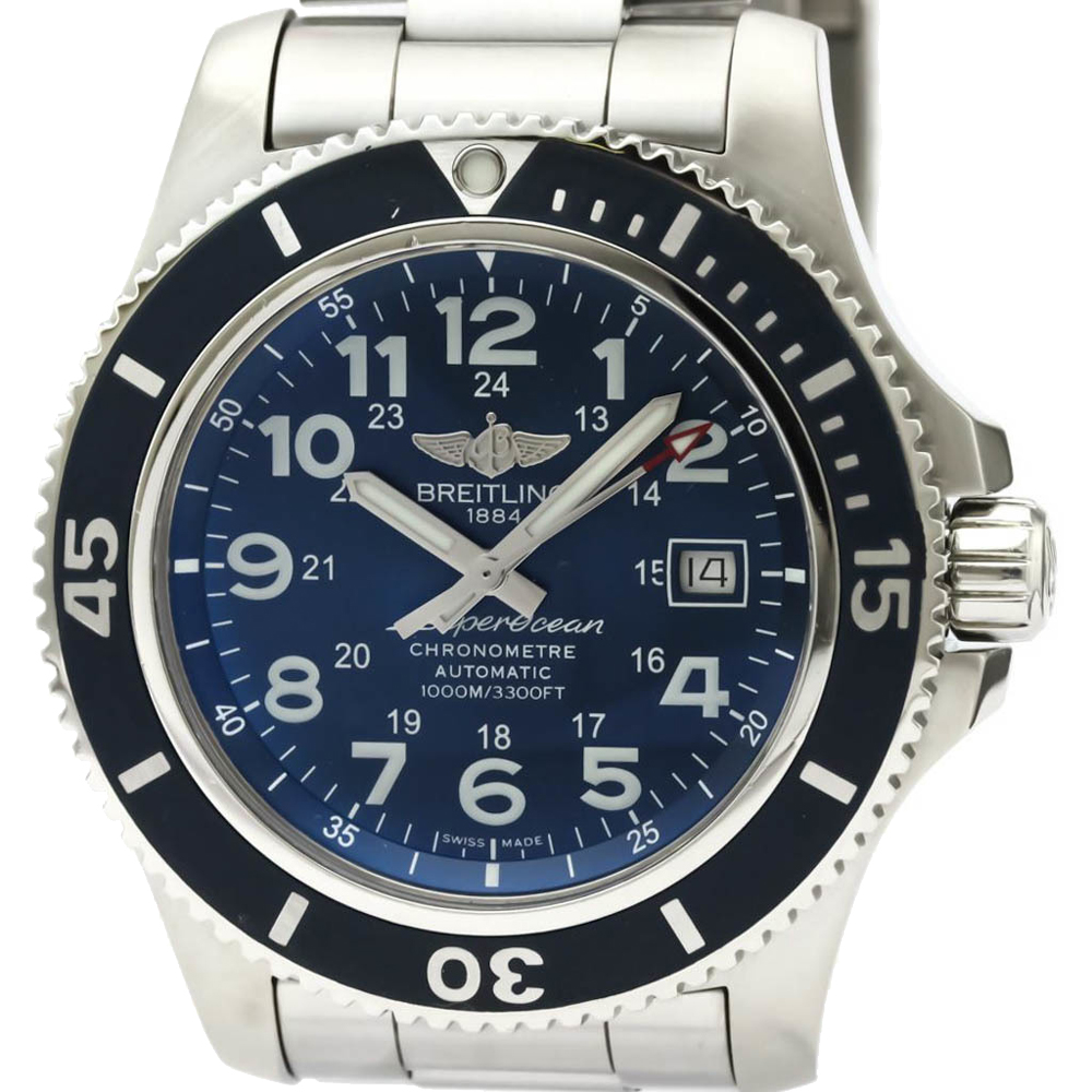 

Breitling Blue Stainless Steel Superocean II A17392 Automatic Men's Wristwatch 44 MM