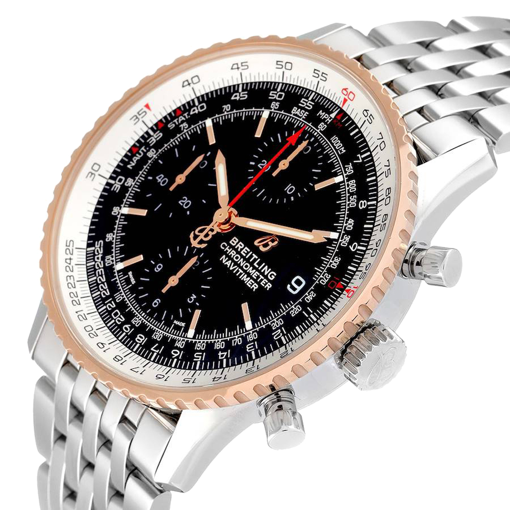 

Breitling Grey 18K Rose Gold And Stainless Steel Navitimer 1 Chronograph U13324 Men's Wristwatch 41 MM