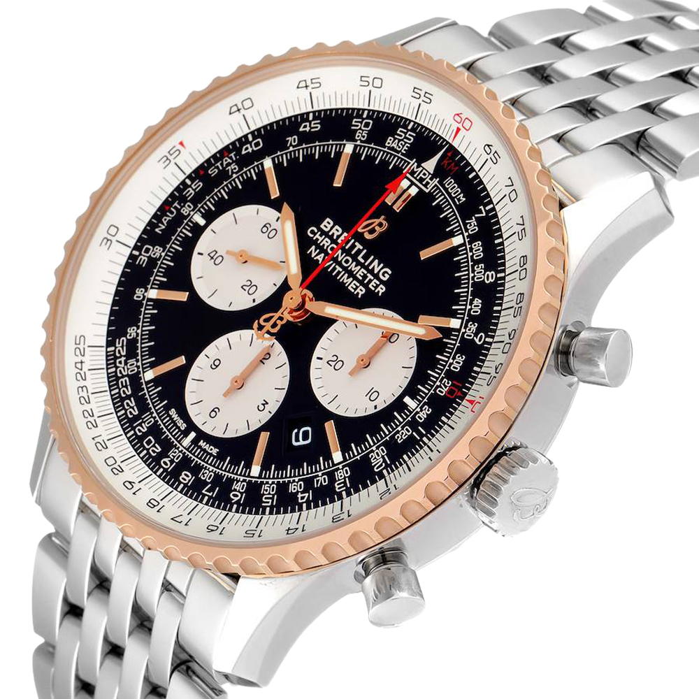 

Breitling Black 18K Rose Gold And Stainless Steel Navitimer 01 UB0127 Men's Wristwatch 46 MM