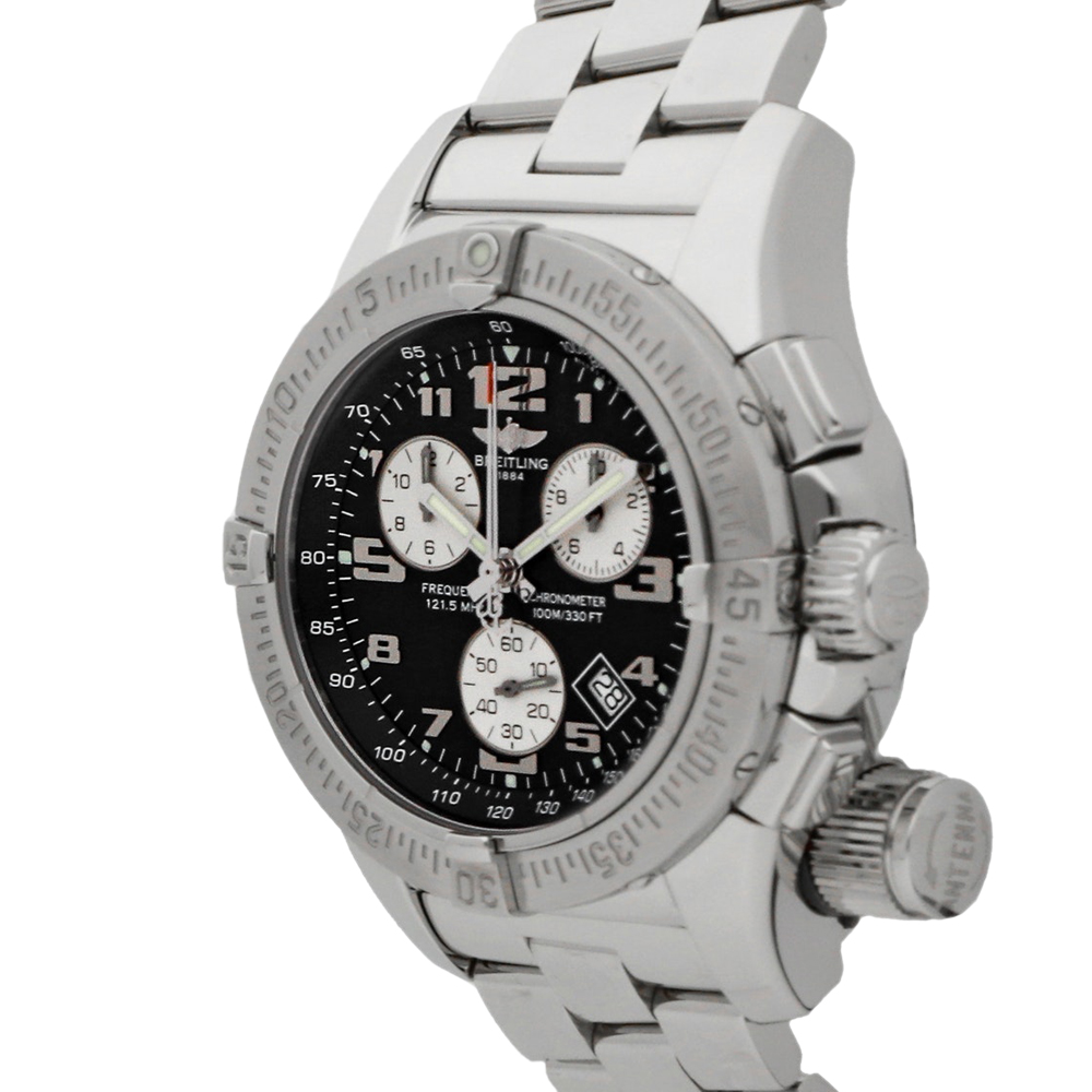 

Breitling Black Stainless Steel Professional Mission Chronograph A7332211/B826 Men's Wristwatch 45 MM