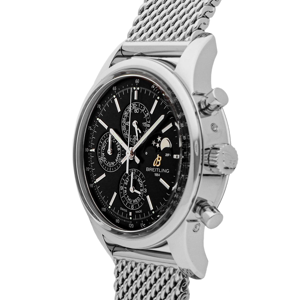 

Breitling Black Stainless Steel Transocean Chronograph 1461 A1931012/BB68 Men's Wristwatch 43 MM