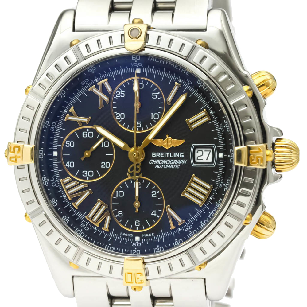 

Breitling Black 18K Yellow Gold Stainless Steel Crosswind B13055 Men's Wristwatch