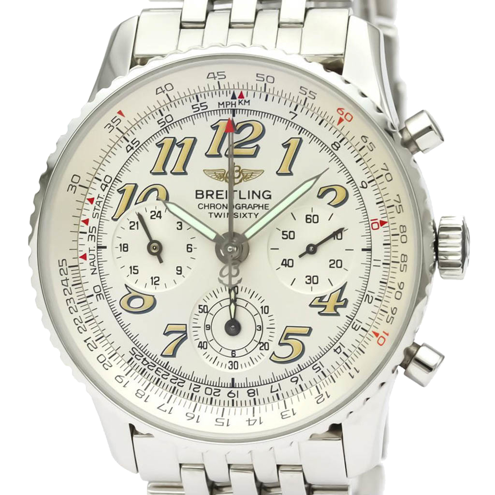 

Breitling Silver Stainless Steel Navitimer Twin Sixty 2 A39022.1 Men's Wristwatch