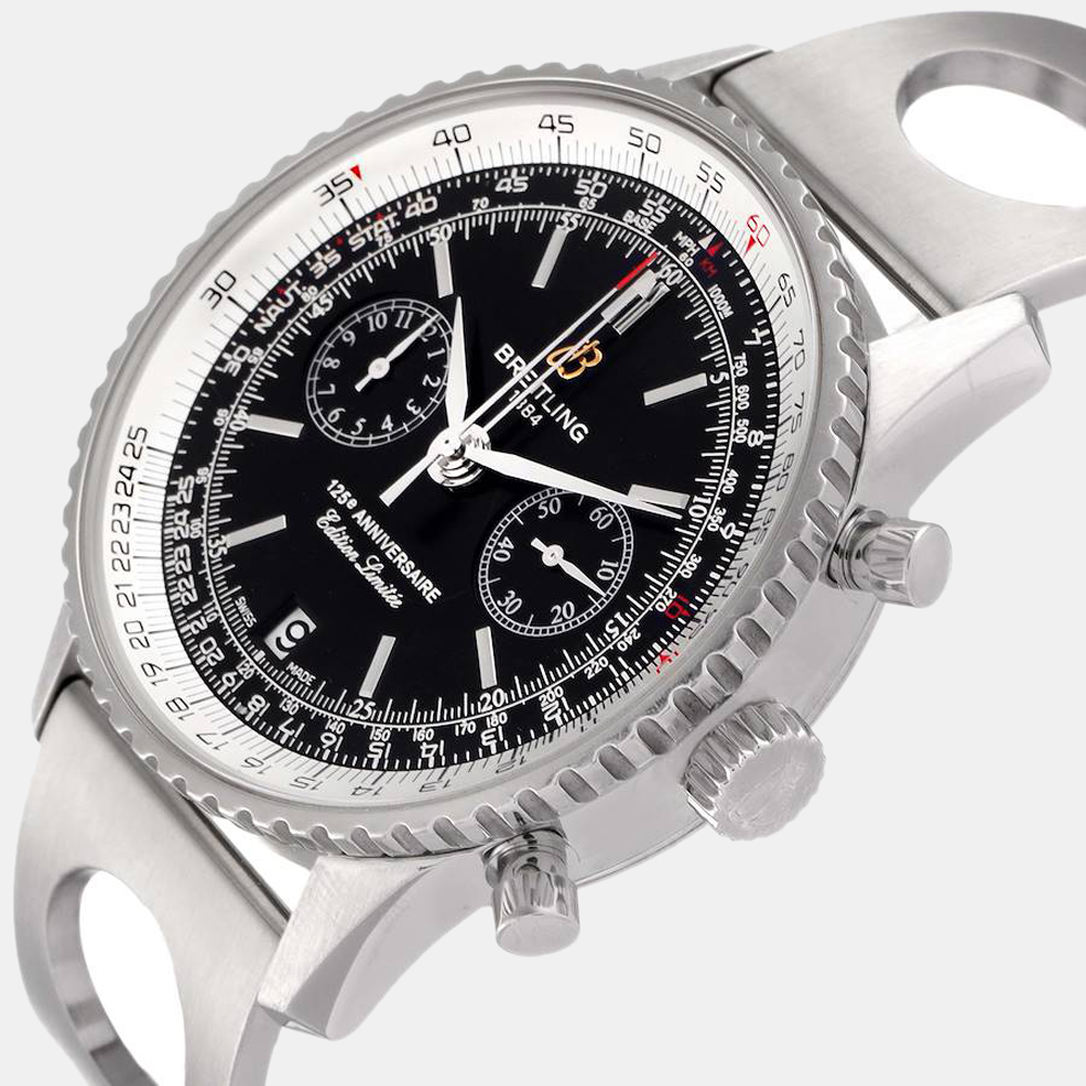 

Breitling Black Stainless Steel Navitimer 125th Anniversary Limited Edition A26322 Men's Wristwatch 43 mm