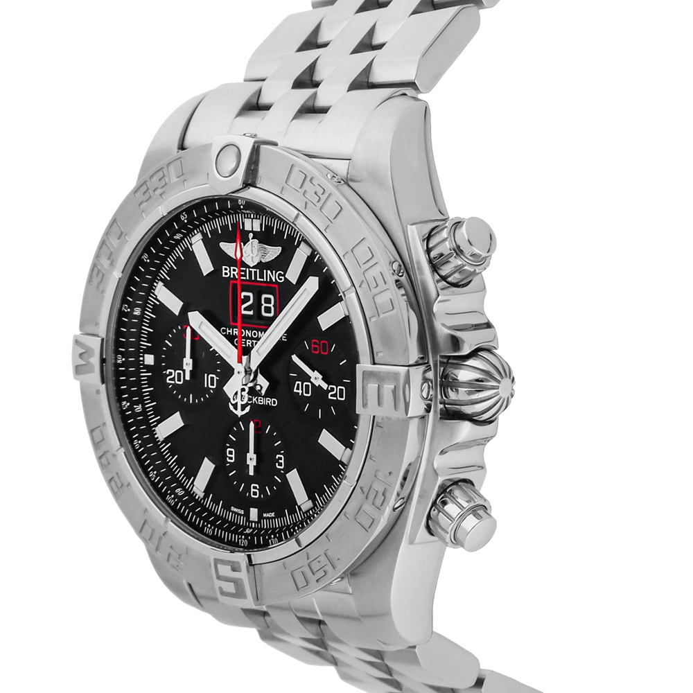

Breitling Black Stainless Steel Chronomat Blackbird Limited Edition A4436010/BB71 Men's Wristwatch 44 MM
